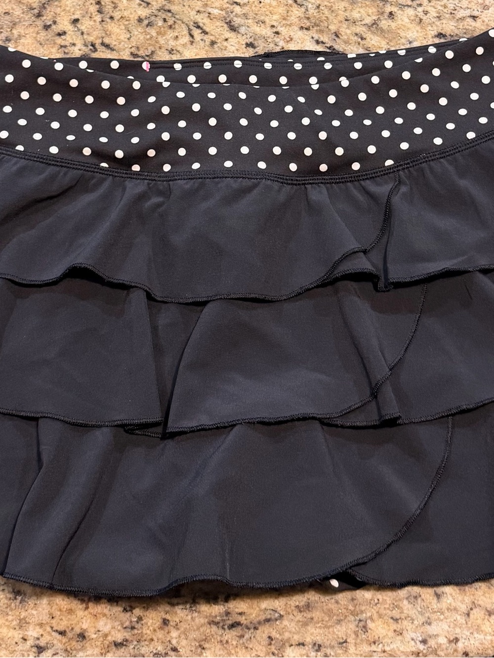 VSX Black Ruffled Skater Skirt with White Polka Dot Waistband